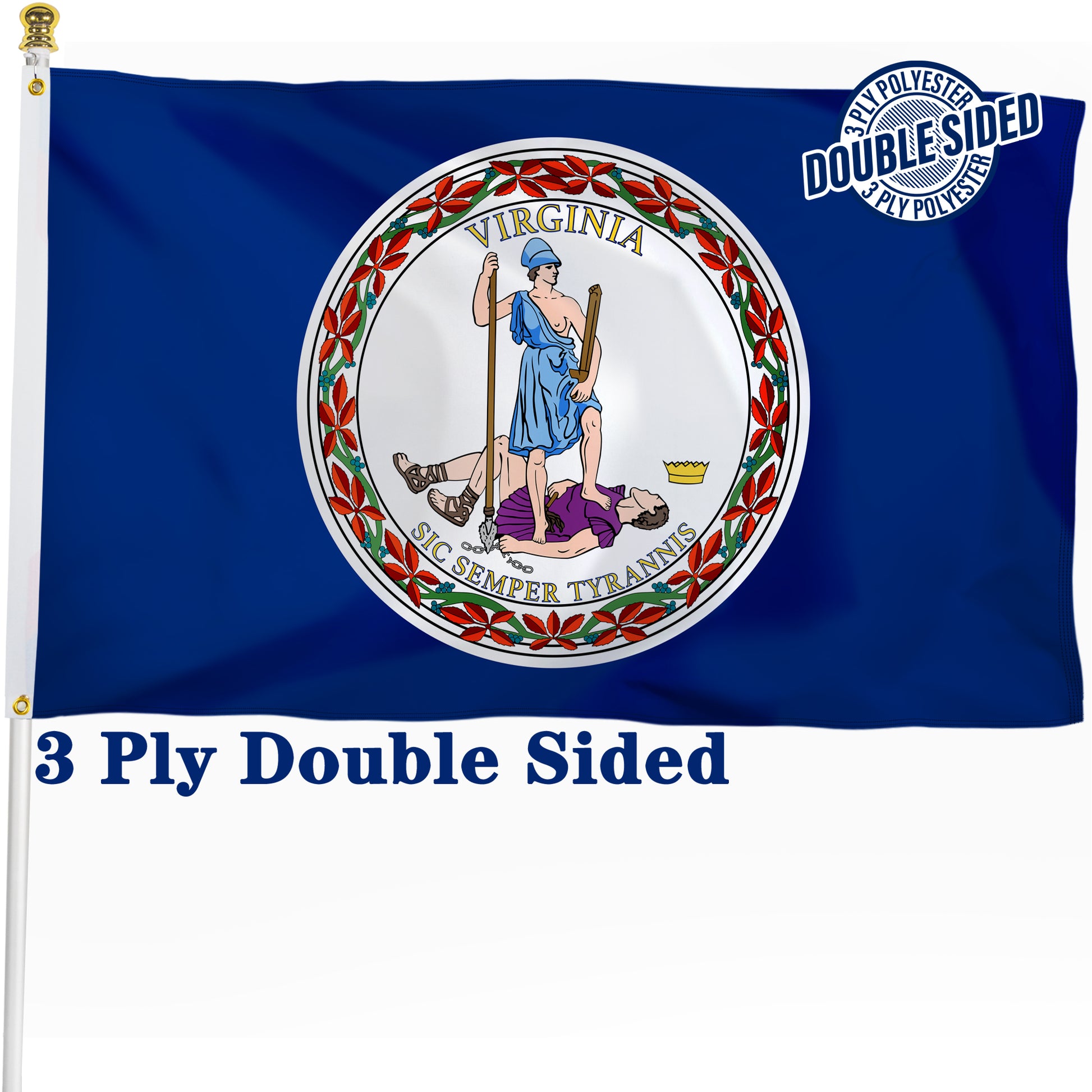 Double Sided Virginia State Flag