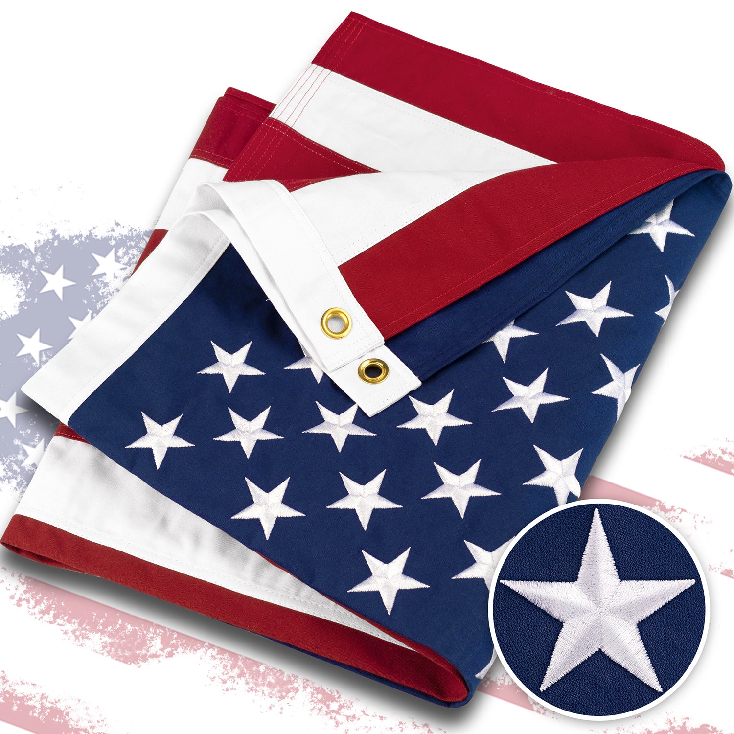 Cotton Embroidered American Flag