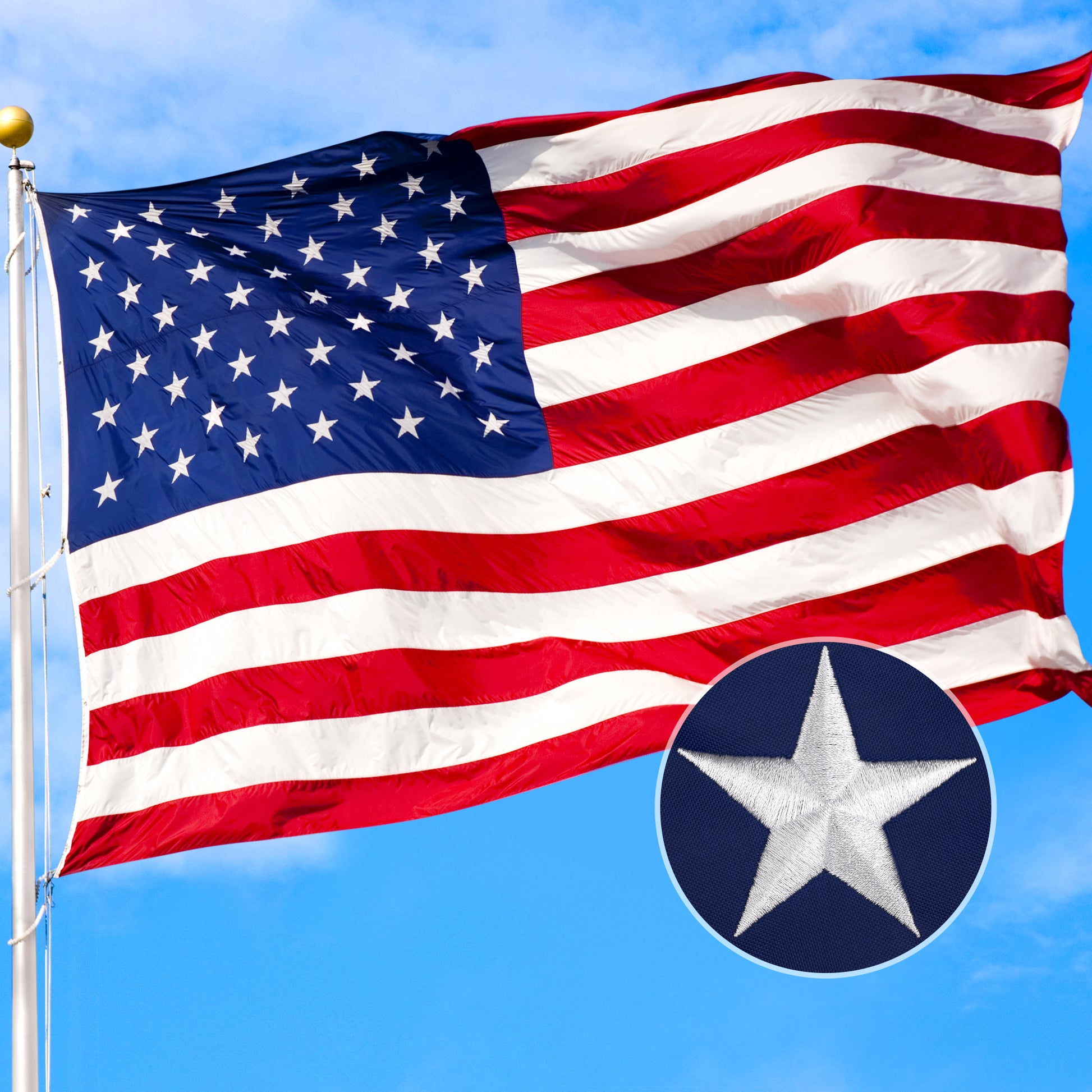 Nylon Embroidered American Flag