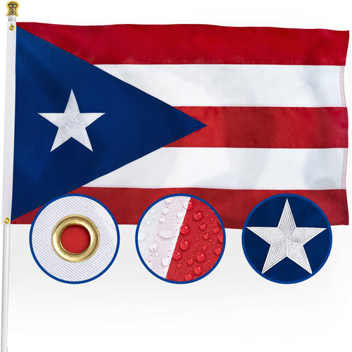 210D Nylon Embroidered Puerto Rico Flag 3x5 FT