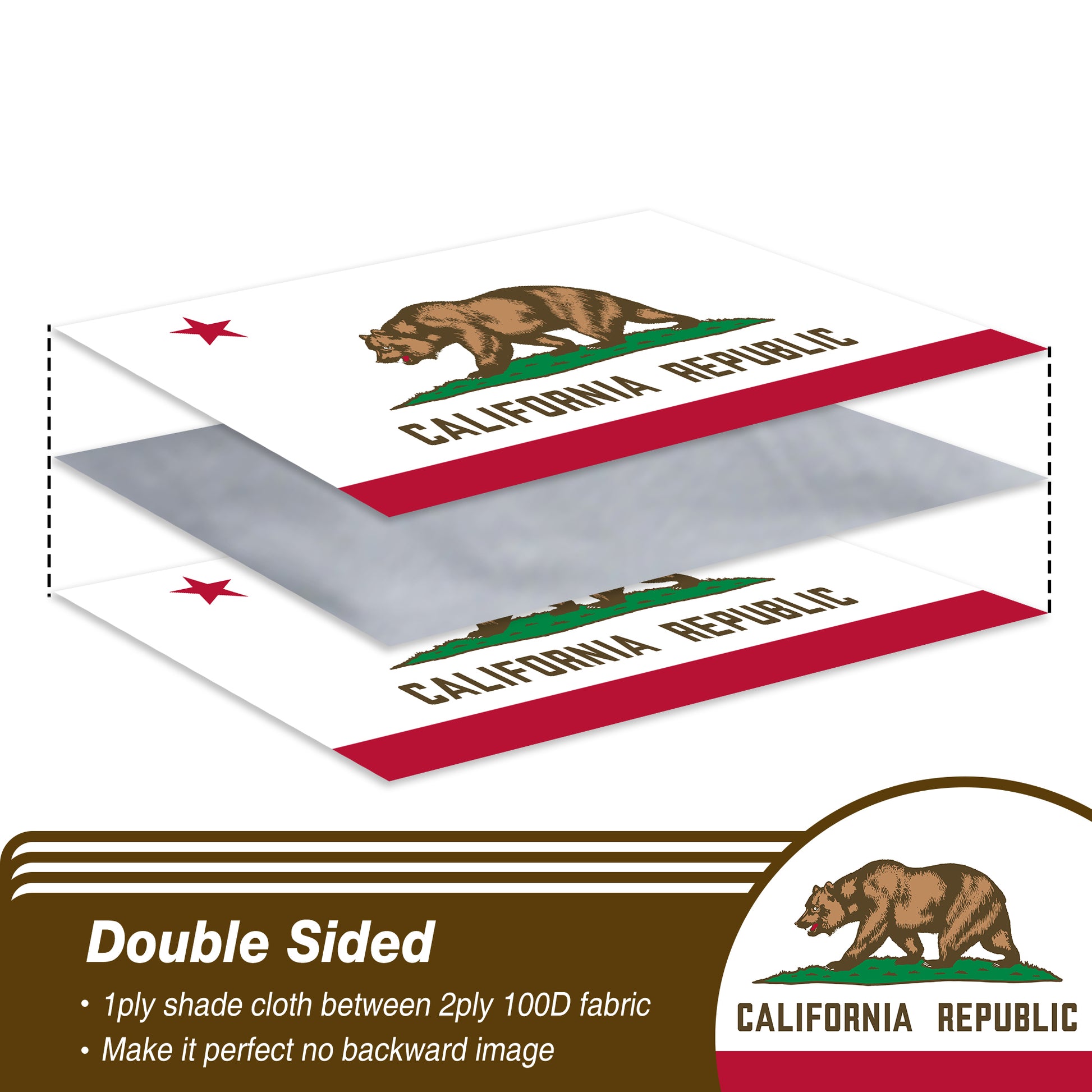 Double Sided California State Flag