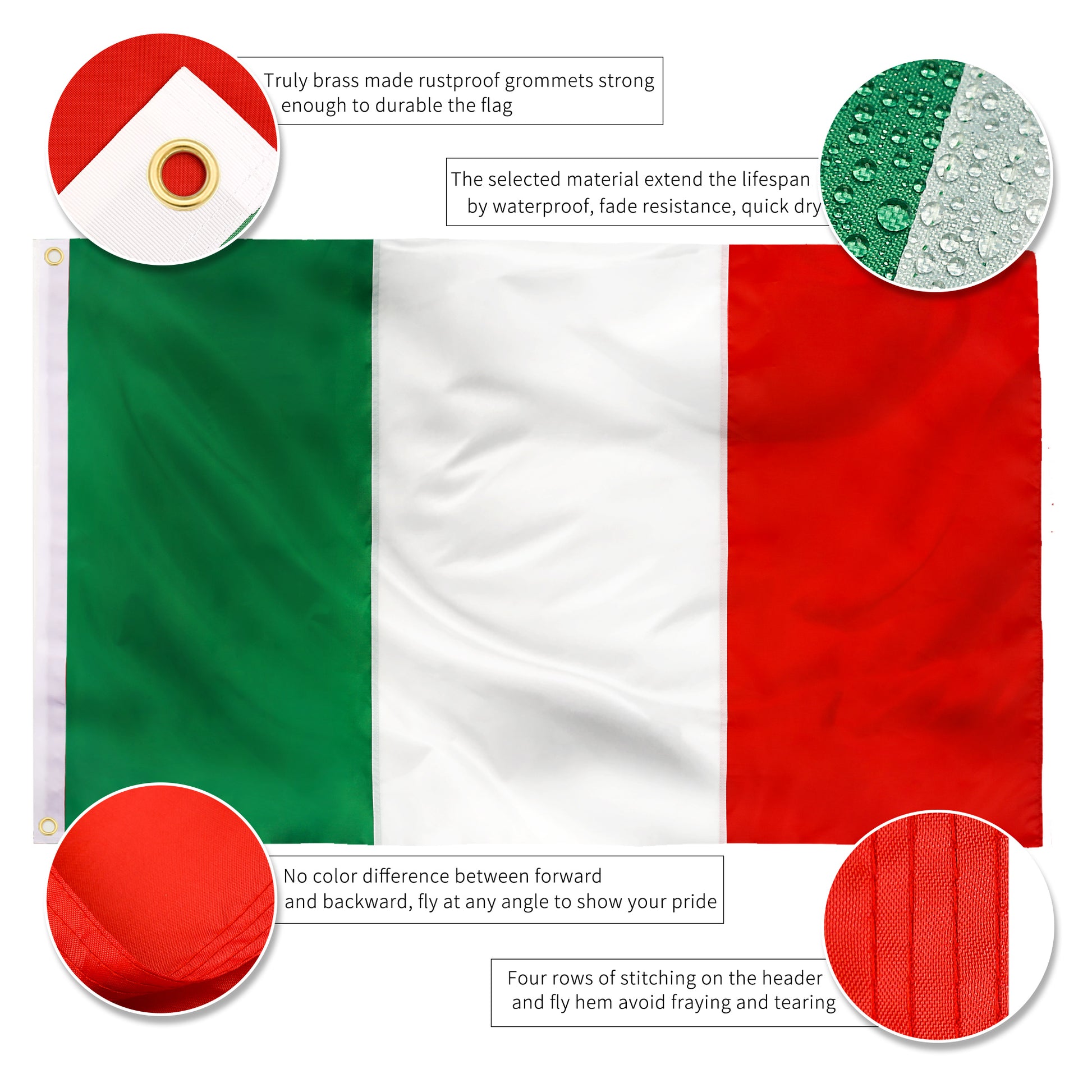 210D Nylon Italy Italian Flag